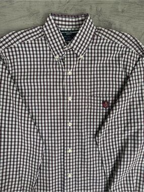 Ralph Lauren Golf Tilden Plaid Button Down  Shirt Mens M Long Sleeve Crest Logo